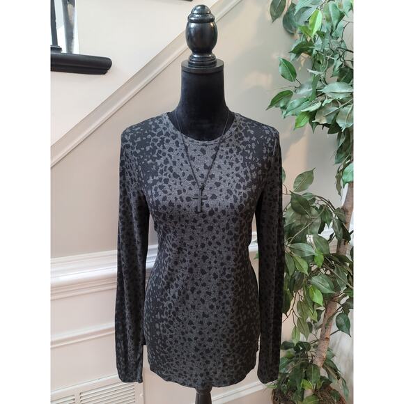 Vince Tops - Vince. Top Womens Small Gray Black Leopard Crew Neck Long Sleeve Casual Pullover